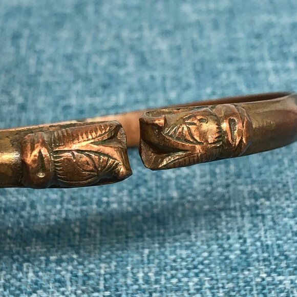 Unisex Copper Punjabi Cuff Kada Animal Figure Free Size Tribal Bracelet - Picture 4 of 12